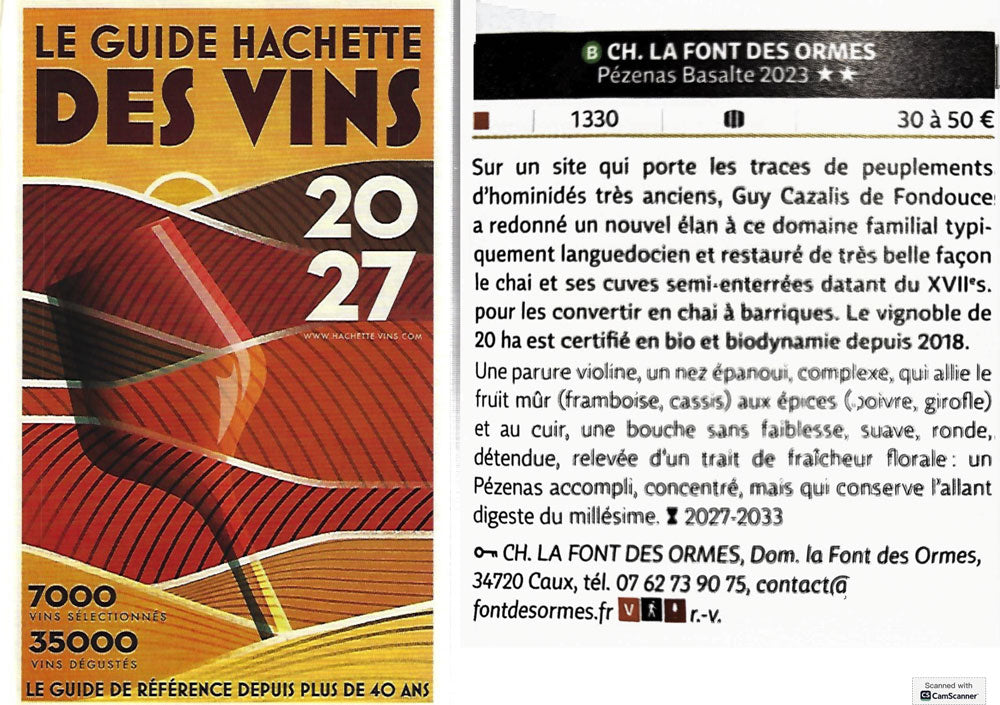 Deux étoiles dans les guides des vins Hachette et Bettane et Desseauve