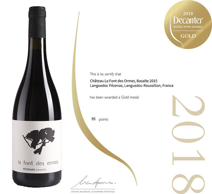 Decanter Wine Awards : 95 points et Médaille d’Or pour le Basalte 2015